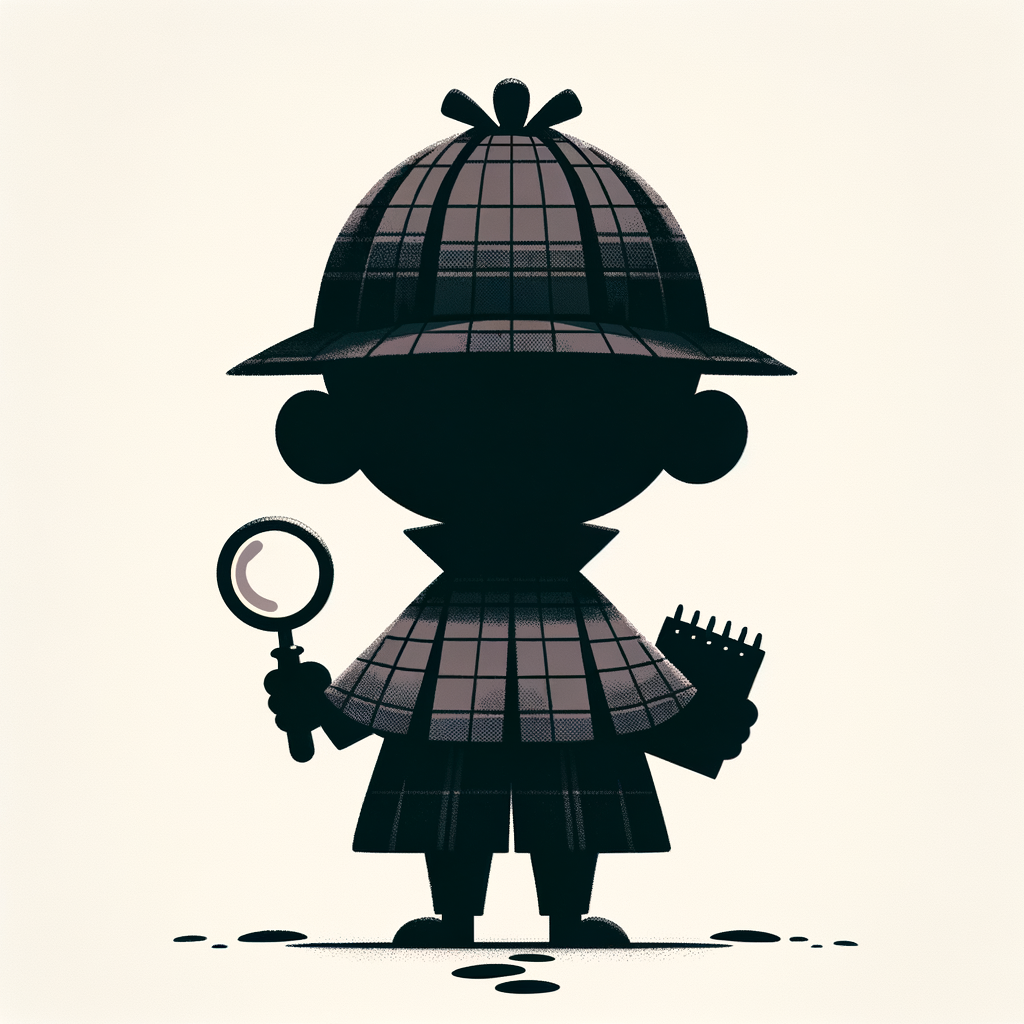 cartoon detective boy silhouette, back view, simple flat style