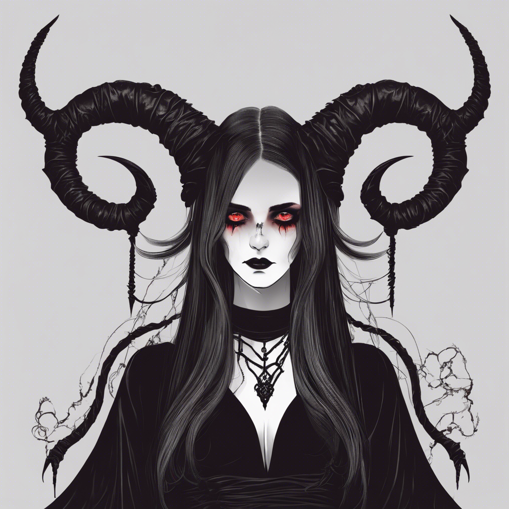 Gothic woman, demon horns , demon tail