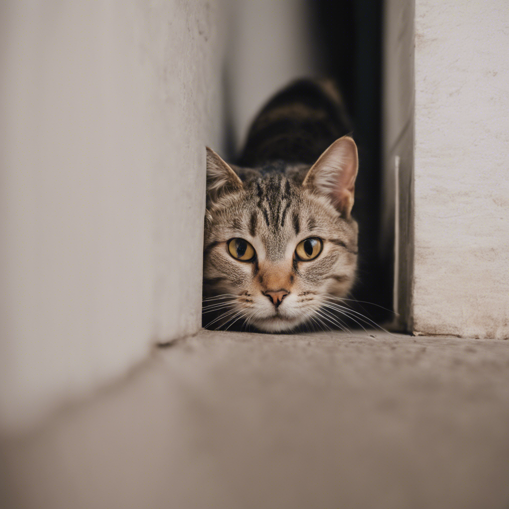 cat peeking around corner