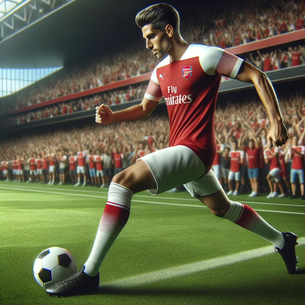 An arsenal footballer with a ball