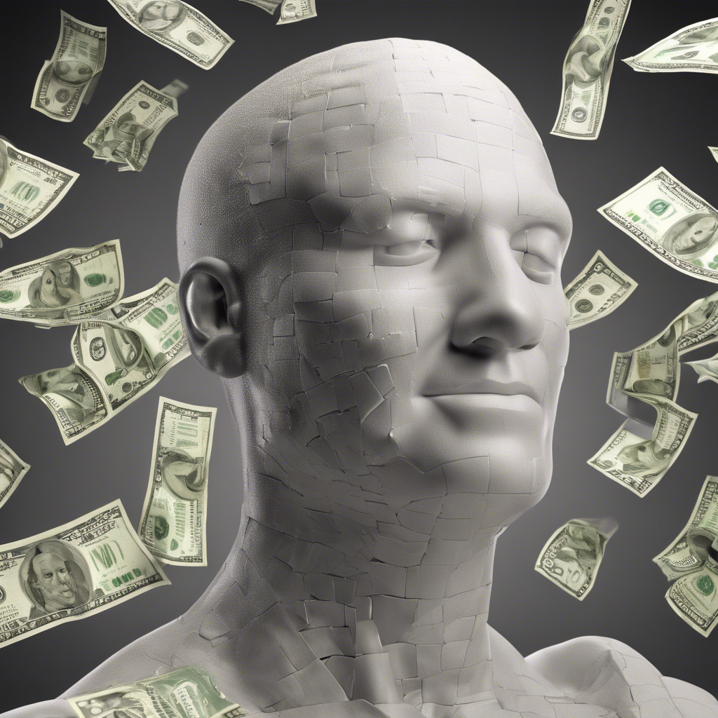 Human figure replace head with dollar bills
