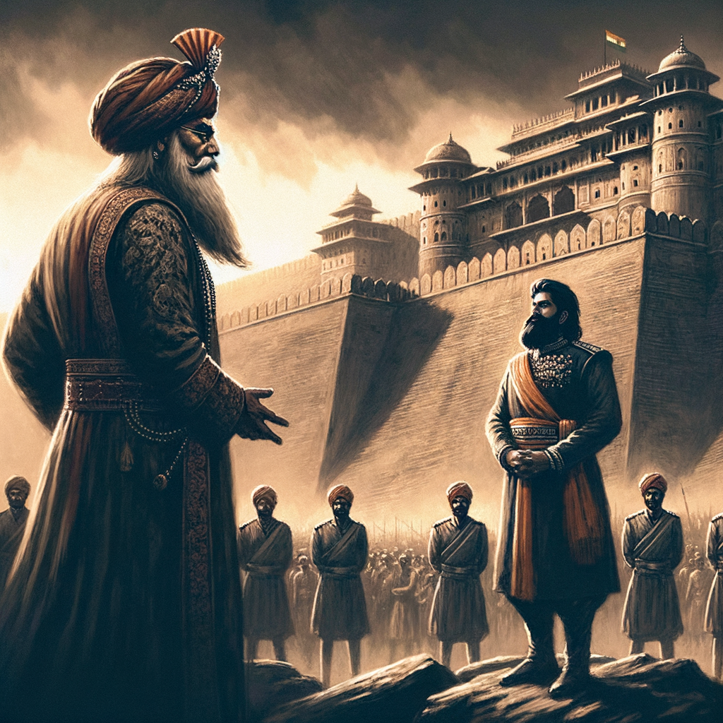 Instead of facing Afzal Khan directly in open battle, Shivaji Maharaj used his intelligence and strategy. He invited Afzal Khan for a peace meeting at the foothills of Pratapgad Fort, where both leaders would meet with only a few bodyguards.