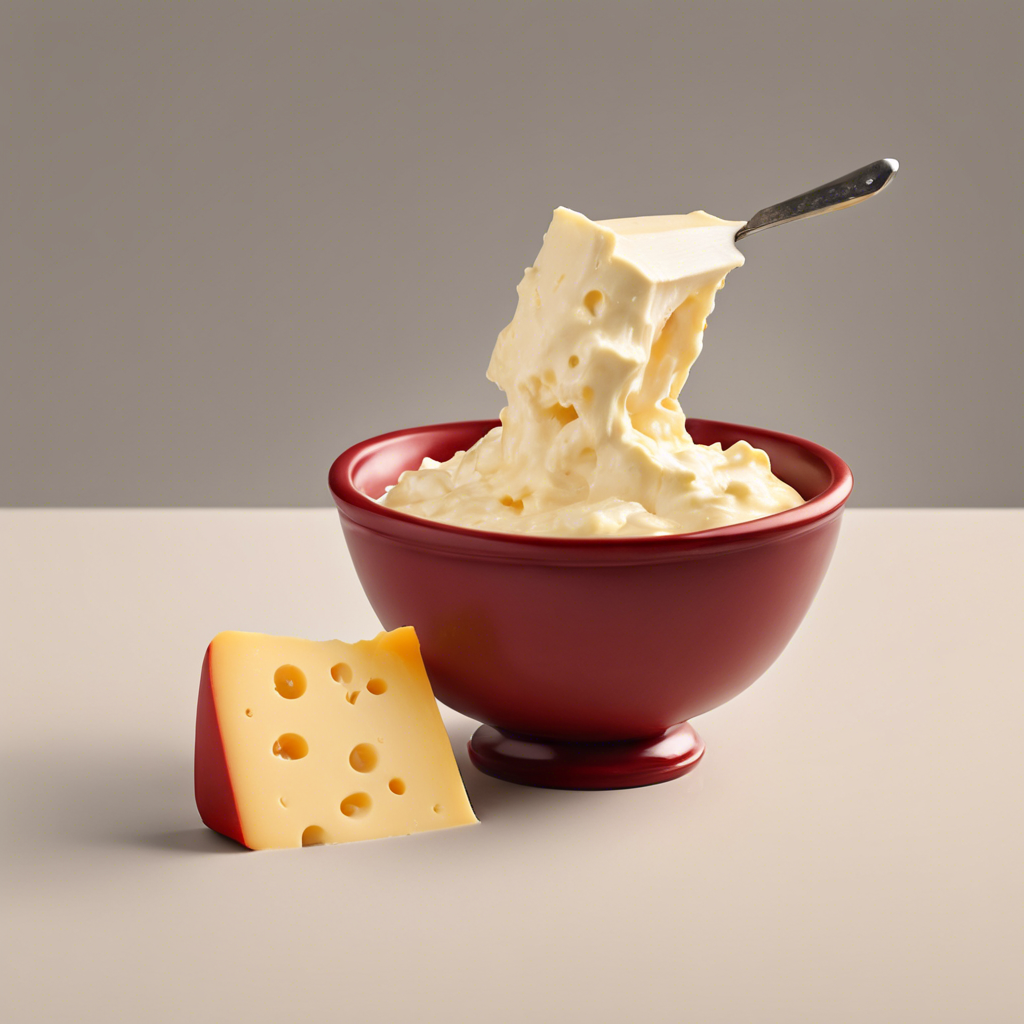 image of a creamy cheese in a bowl and maybe a pepper, life like.