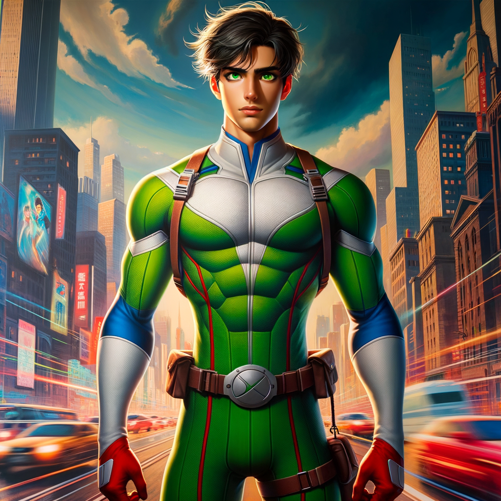 entire body show legs and feet too athletic anime midoriya from boku no hero as a human real life, standing still, real life, realistic, facing forward, show entire body from head to toe, with a city background