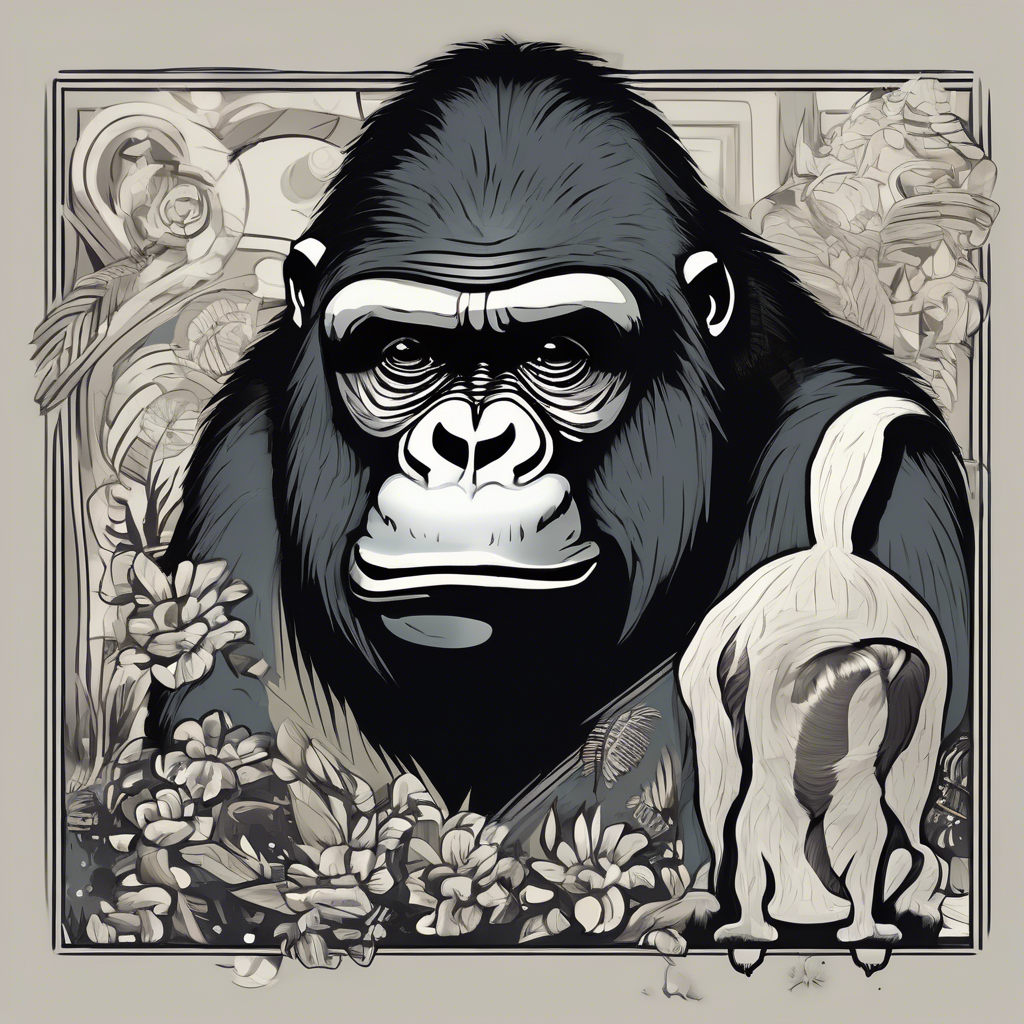 I want to generate an image that has an gorila and a dog