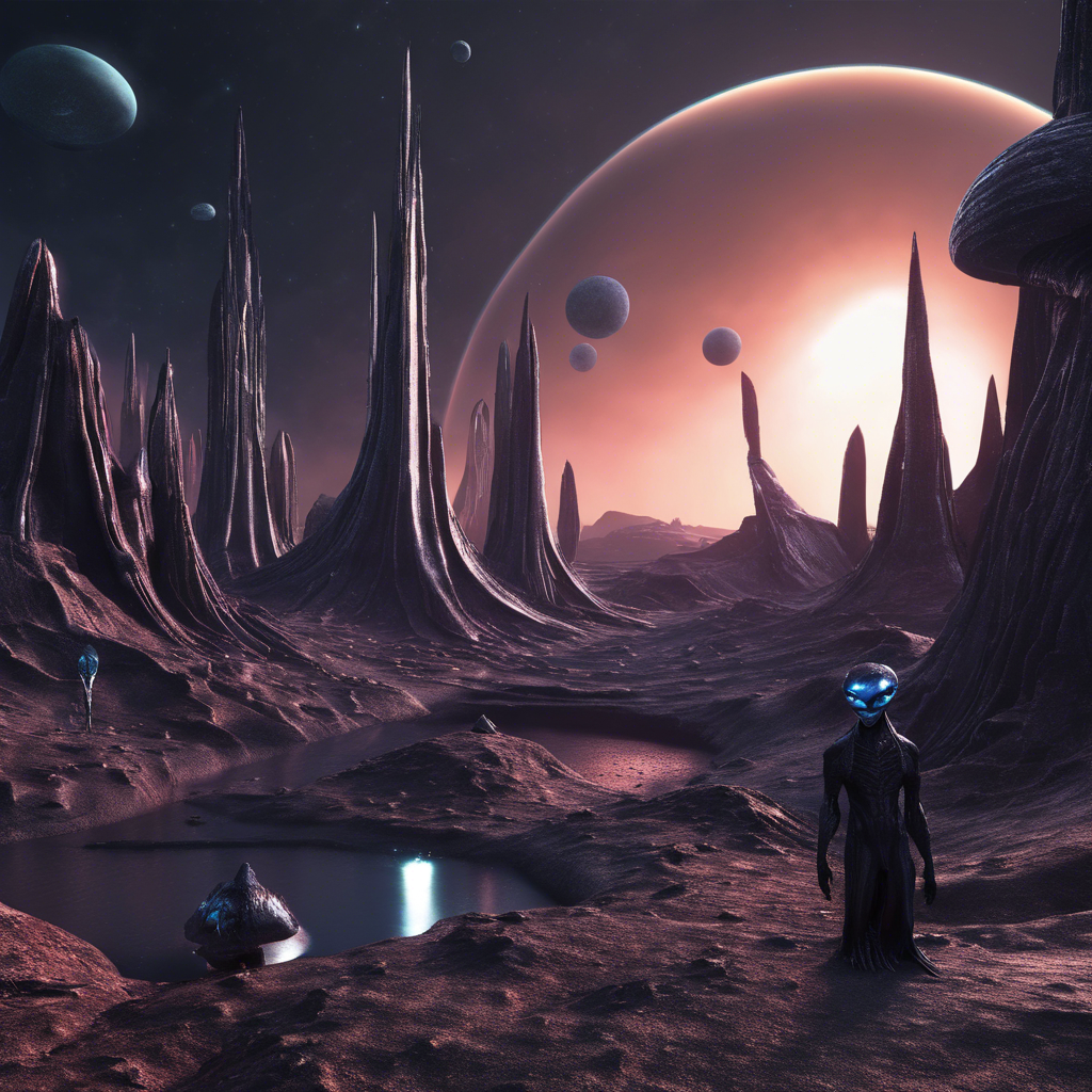 3d dark alien world
