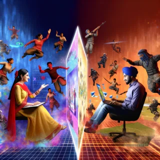 AI generated image: multiplayer vs single player