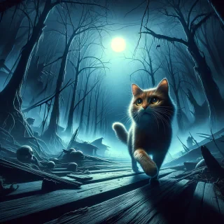 AI generated image: Scary and cat play, hd image